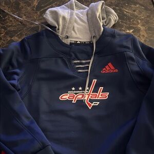Adidas Navy and Gray Washington Capitals Pullover